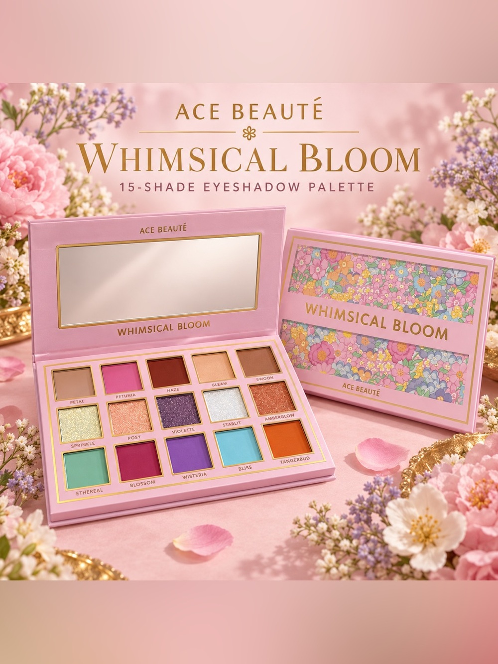 Ace Beauté Whimsical Bloom 15-Shade Eyeshadow Palette